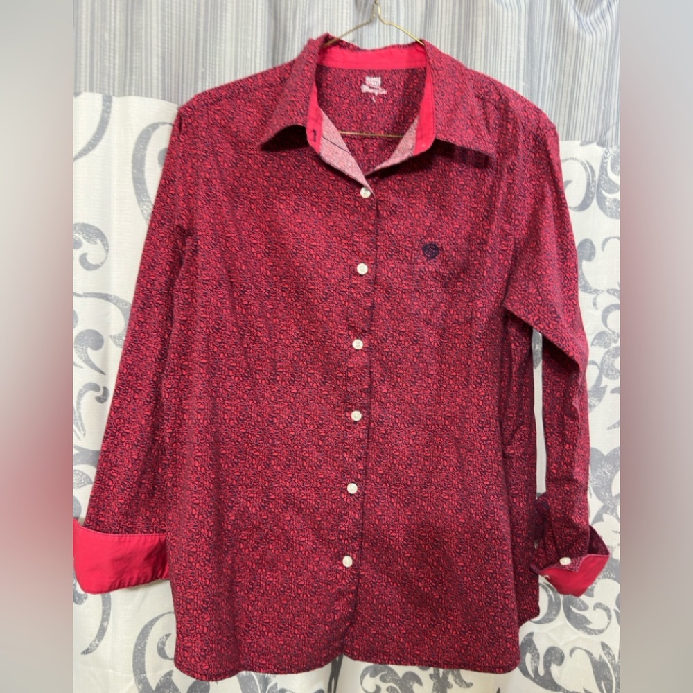 EUC George Strait Wrangler Red and Black Patterned Men's Shirt Size L
